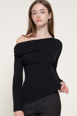 OFF SHOULDER RIBBED SWEATER