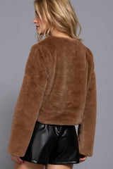 FAUX CROP ROUND NECK JACKET