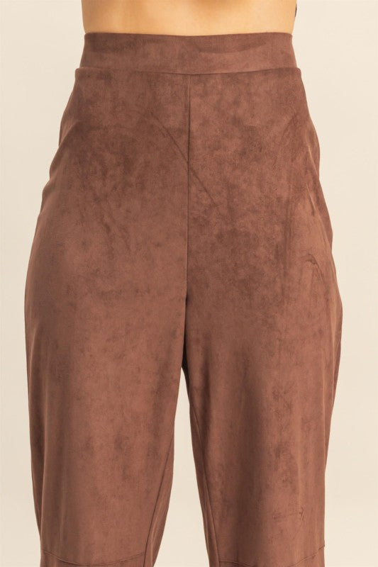 FAUX SUEDE WIDE LEG PANT