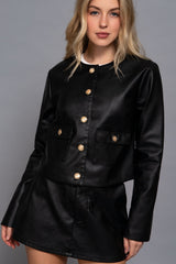 GOLD BUTTON CROP JACKET
