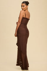 VICTORIA - MESH RUFFLE MAXI DRESS