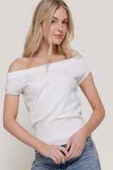 ASSYMETRICAL SHORT SLEEVE SWEATER