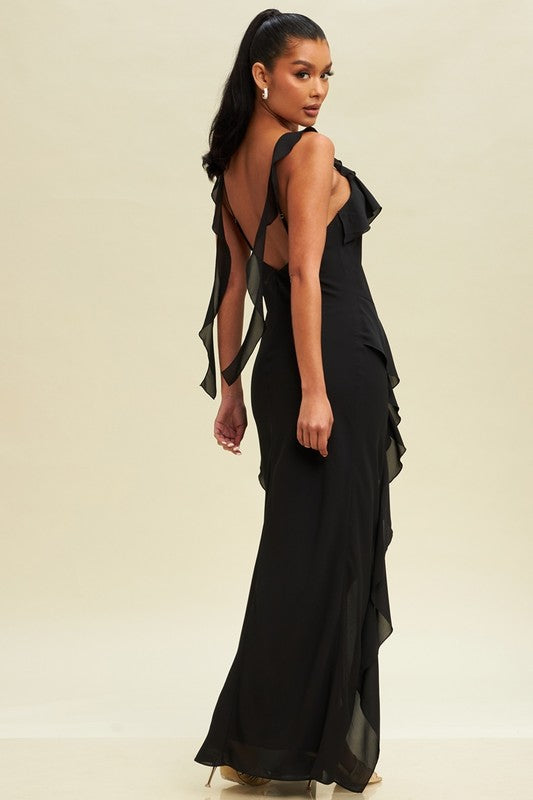 ROMANCE - CHIFFON RUFFLE MAXI DRESS