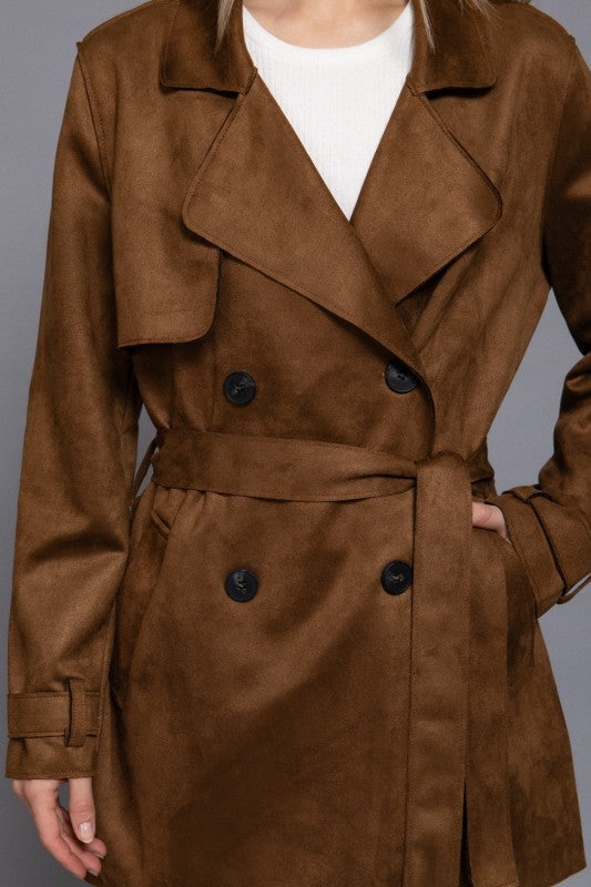 FAUX SUEDE SHORT TRENCH