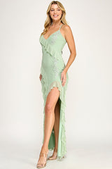OLIVIA - RUFFLE MESH TIE BACK DRESS
