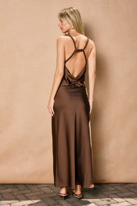 KATIE - SATIN ROPE BACK MAXI DRESS