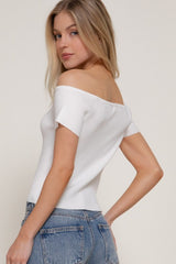 OFF SHOULDER RIBBED KNIT TOP