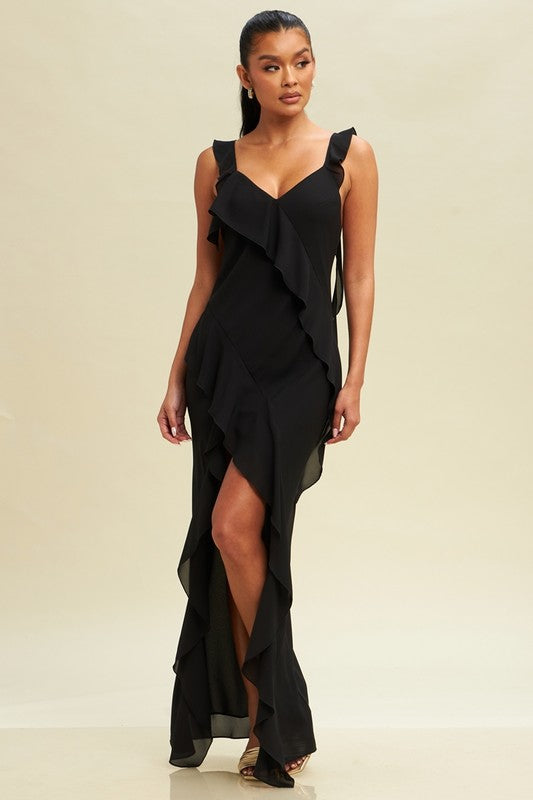 ROMANCE - CHIFFON RUFFLE MAXI DRESS