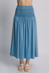 BLUPEPPER - SMOCKED MIDI SKIRT