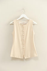 BRUSHED KNIT LONGLINE VEST