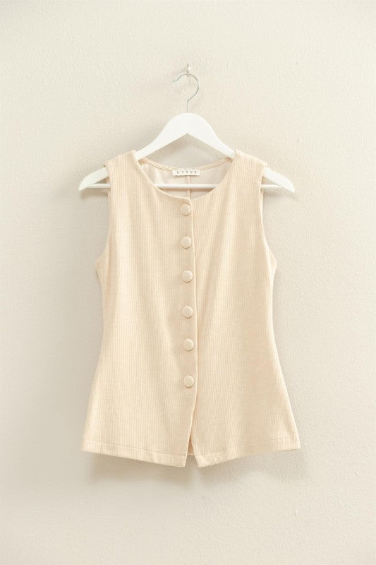 BRUSHED KNIT LONGLINE VEST