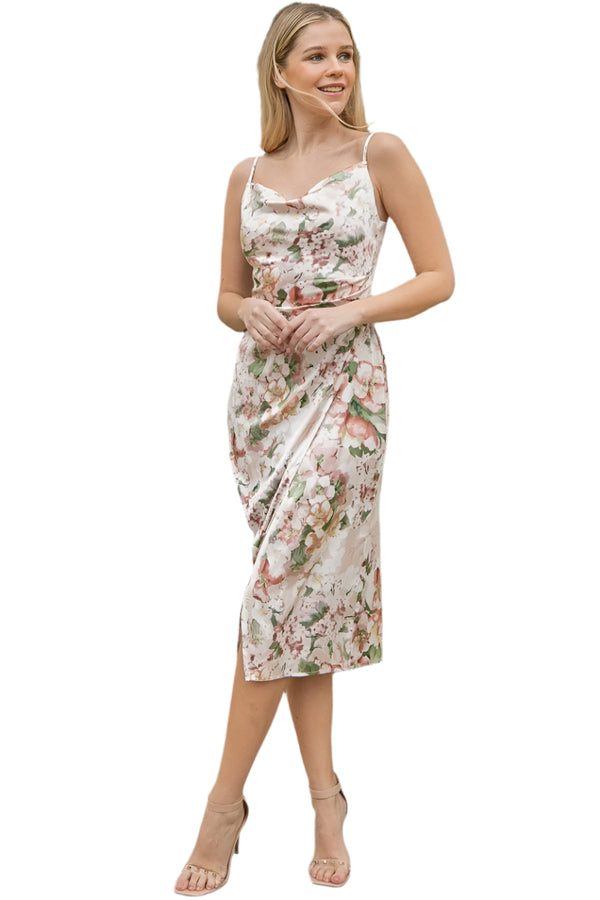 EMMA - DARLING FLORAL SATIN DRESS