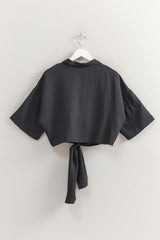 TIE FRONT S/S BLOUSE