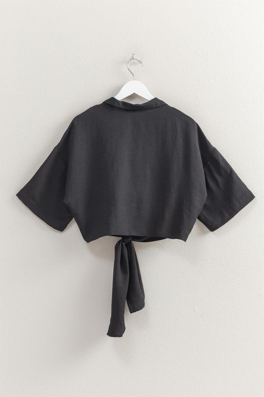 TIE FRONT S/S BLOUSE