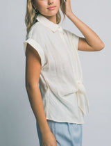 SHORT SLEEVE TIE FRONT SHIRT