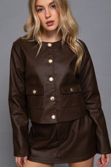 GOLD BUTTON CROP JACKET
