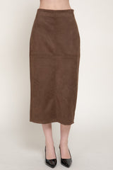 FAUX SUEDE MIDI SKIRT
