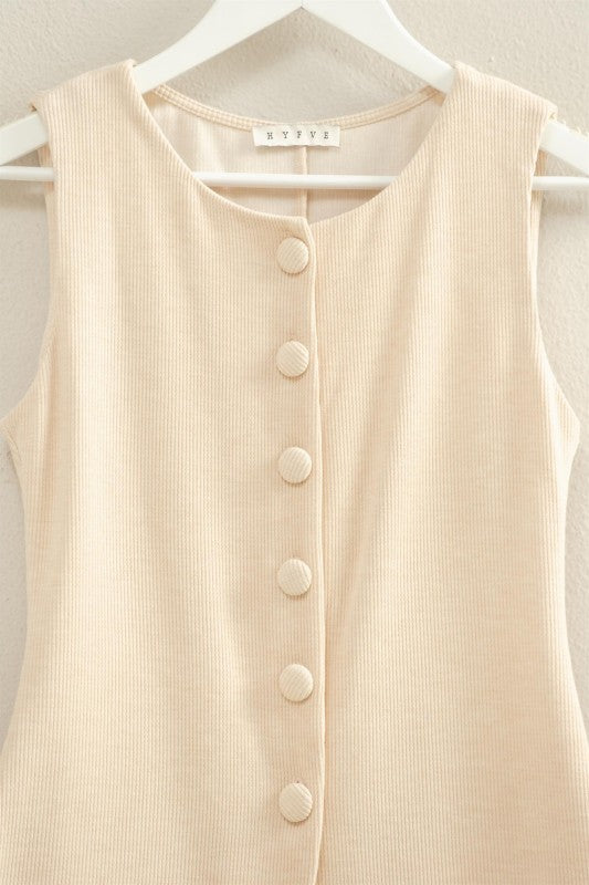 BRUSHED KNIT LONGLINE VEST