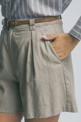 LINEN - BELTED SHORT