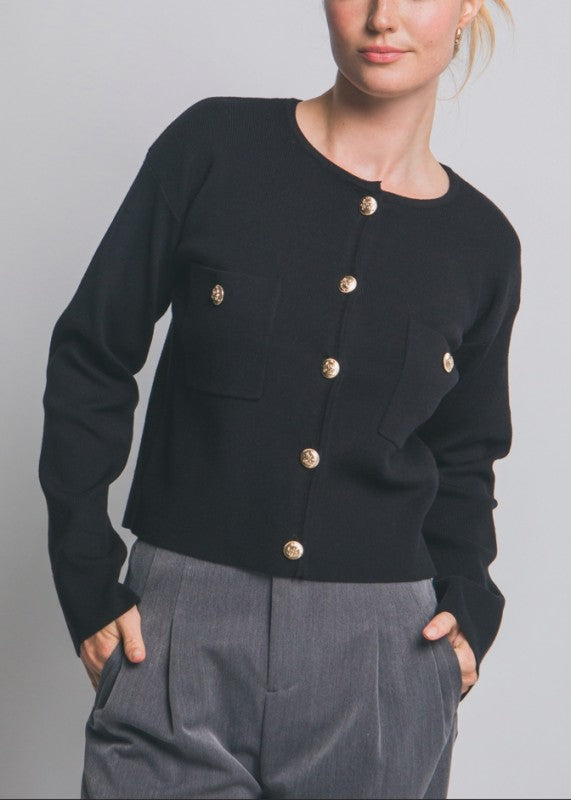 IVY - GOLD BUTTON CARDIGAN