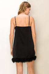 SAM - CAMI FUR TRIM SLIP DRESS