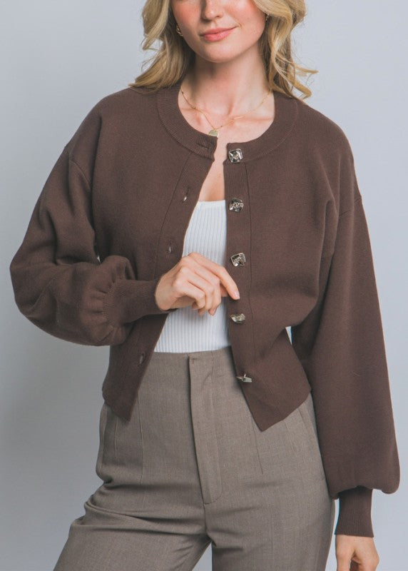 NOVELTY BUTTON CARDIGAN