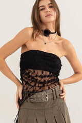 ASYMETRIC LACE TUBE TOP