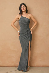 NAOMI - SILVER GLITTER MAXI DRESS