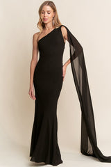 LAVELLE - ONE SHOULDER GIORGETTE DRESS