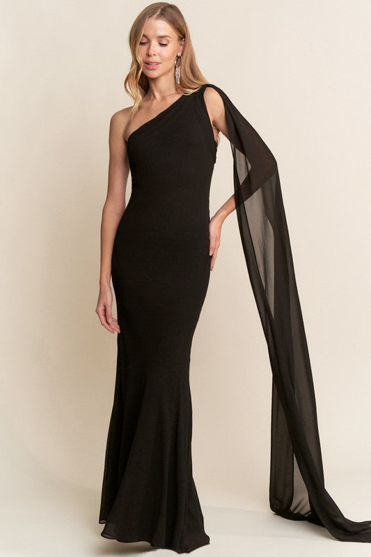 LAVELLE - ONE SHOULDER GIORGETTE DRESS