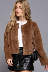 FAUX CROP ROUND NECK JACKET
