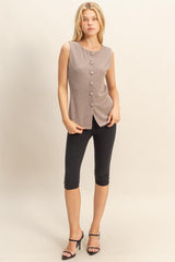 BRUSHED KNIT LONGLINE VEST
