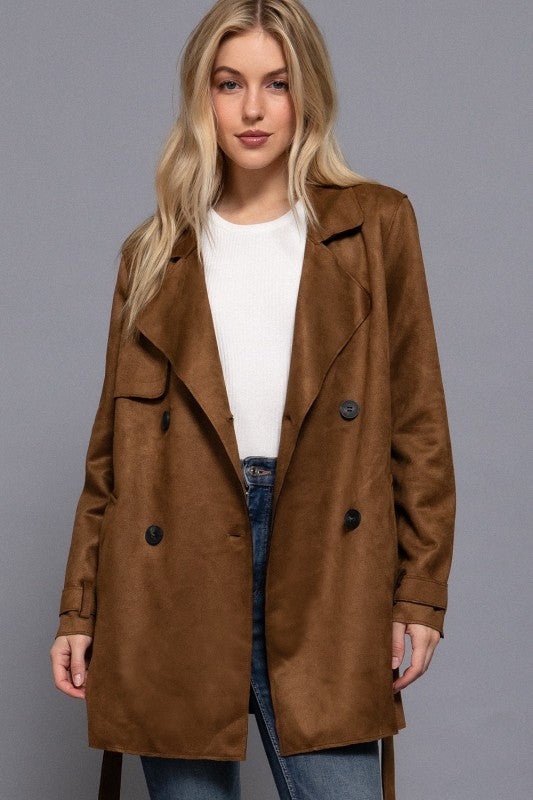 FAUX SUEDE SHORT TRENCH