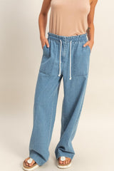 CHLOE - DRAWSTRING PATCH POCKET PANTS
