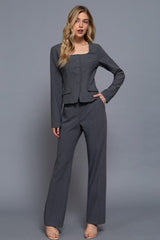 SQUARE NECK SHORT BLAZER