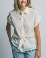 SHORT SLEEVE TIE FRONT SHIRT