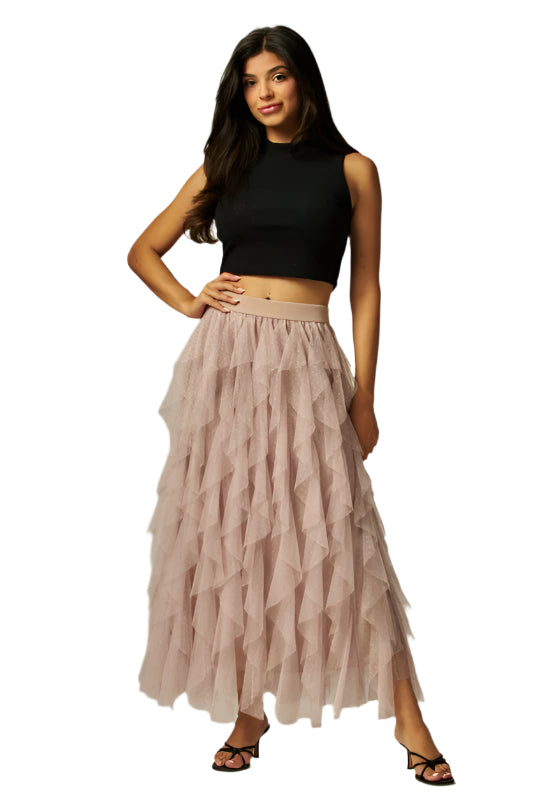 DOT TULLE MIDI SKIRT