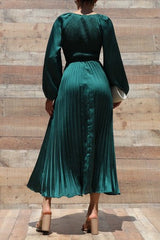 AVA - VNECK SATIN SMOCK DRESS