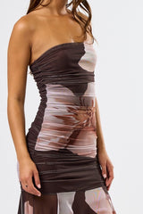 NICOLE - TUBE FLORAL MESH DRESS
