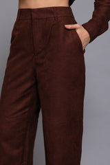 FAUX SUEDE STRAIGHT LEG PANT