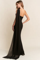 LAVELLE - ONE SHOULDER GIORGETTE DRESS