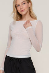 MESH BOAT NECK TOP