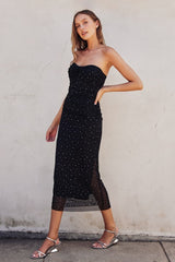 BRIANA - TUBE MESH STONE DRESS