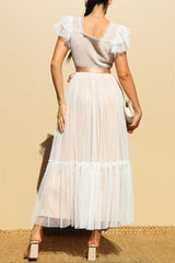 SWISSDOT - CROCHET MESH MIDI DRESS