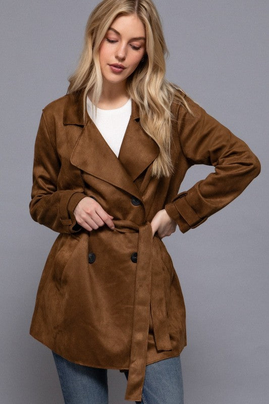 FAUX SUEDE SHORT TRENCH