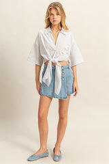 STRIPE TIE FRONT BLOUSE