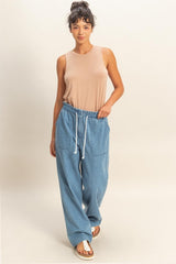 CHLOE - DRAWSTRING PATCH POCKET PANTS