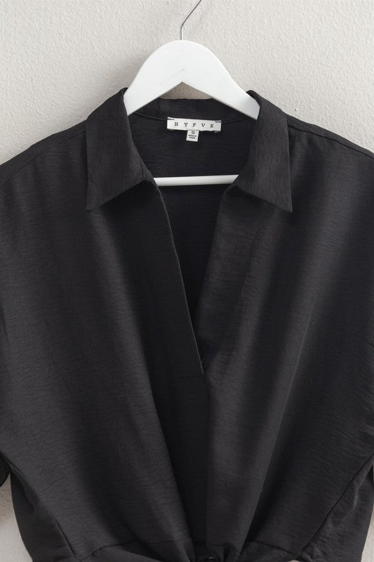 TIE FRONT S/S BLOUSE