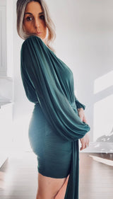 BELLE - LONG SLEEVE SCARF MESH DRESS