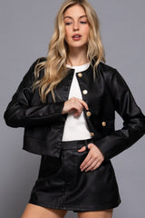 GOLD BUTTON CROP JACKET